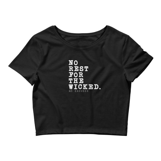 "No Rest for the Wicked" Fitted Crop Tee